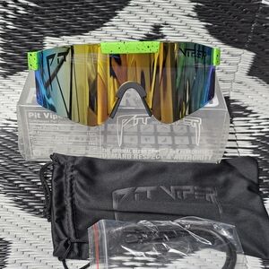 Pit Viper Mirrored Shield Sunglasses in Neon Green
